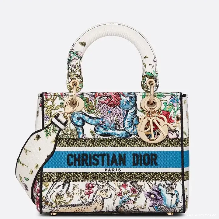 Bag Motif Medium Lady D-Constellation D-lite Canvas White 0615 Luxury